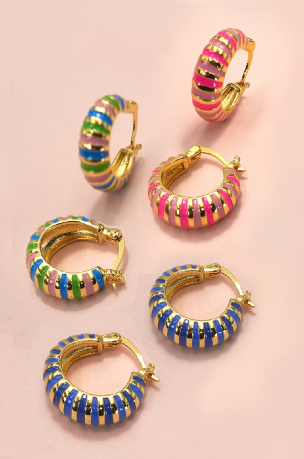 COLORFUL ENAMEL HUGGIE EARRINGS
