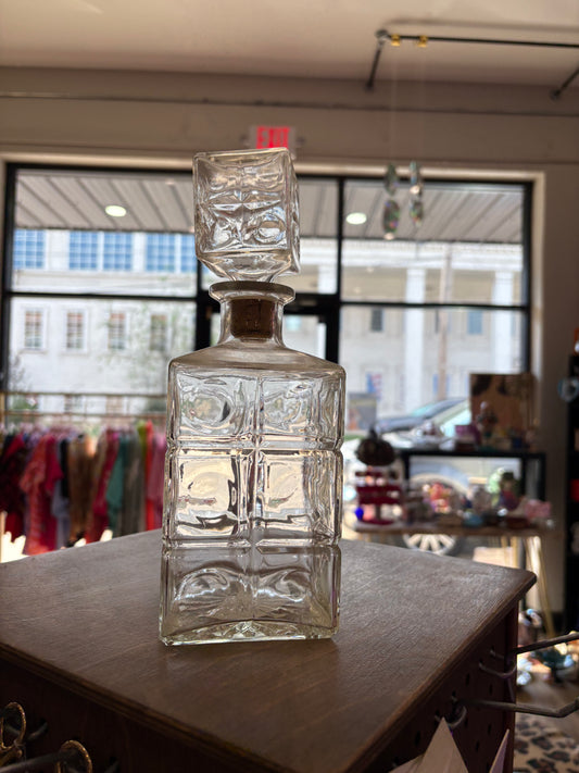 Vintage Square Glass Bourbon Whiskey Decanter