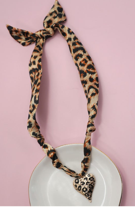 HANDMADE LEOPARD SCARF NECKLACE