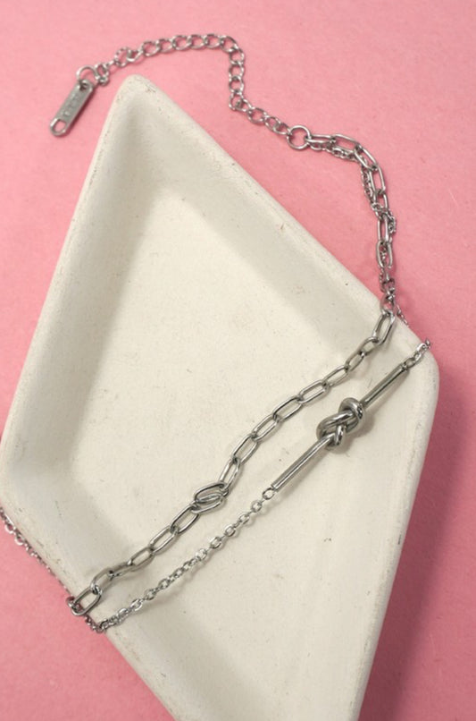 SILVER KNOT BRACELET SET