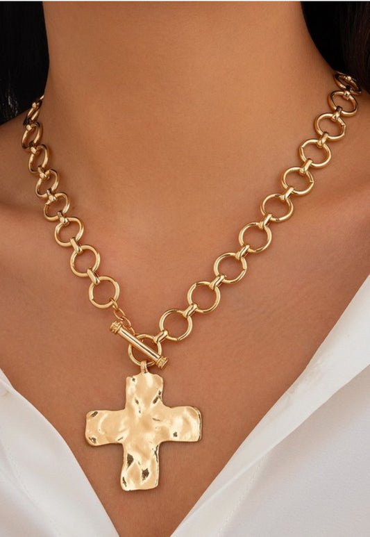 Hammered Cross Necklace