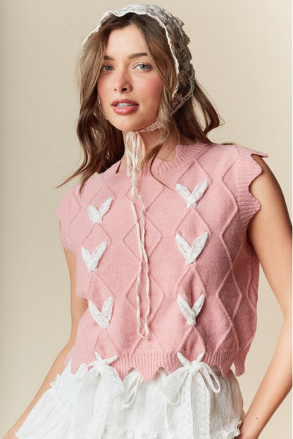 Butterfly Lace Accent Vest Top