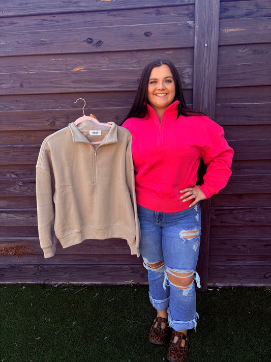 Fleece High Neck Half Zip Sweatshirt