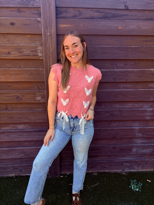 Butterfly Lace Accent Vest Top