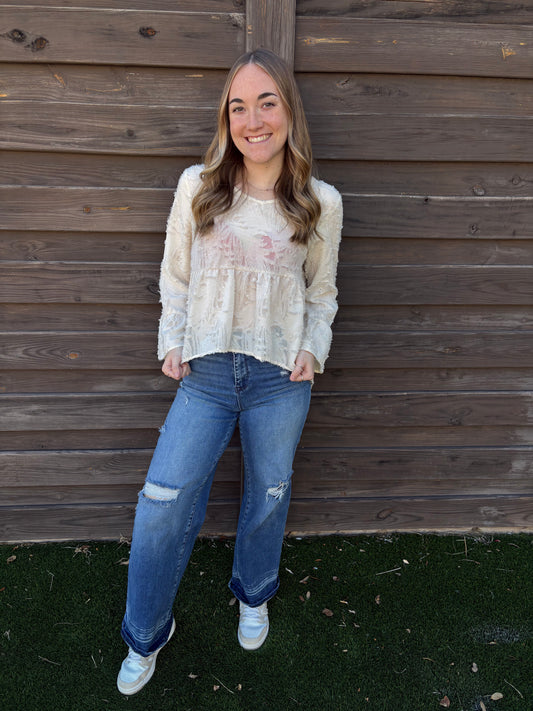 Cream Textured Long Sleeve (L)