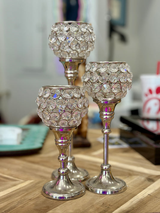 Crystal Candle Holders (Set of 3)