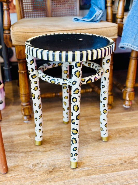 Funky Whimsical Hand Painted Stool