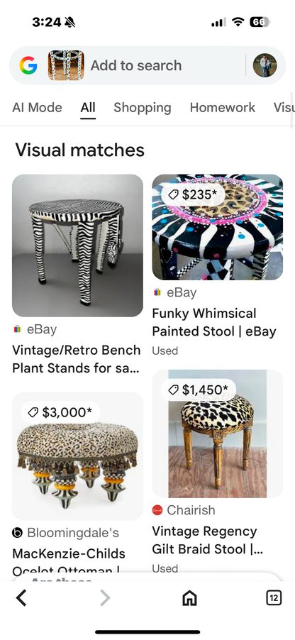 Funky Whimsical Hand Painted Stool