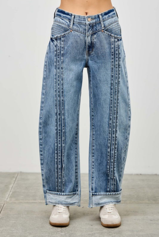 {DIBS} Pleated Barrel Jeans