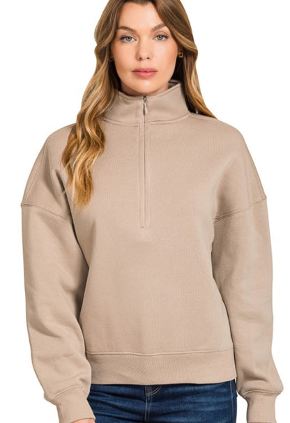 Fleece High Neck Half Zip Sweatshirt