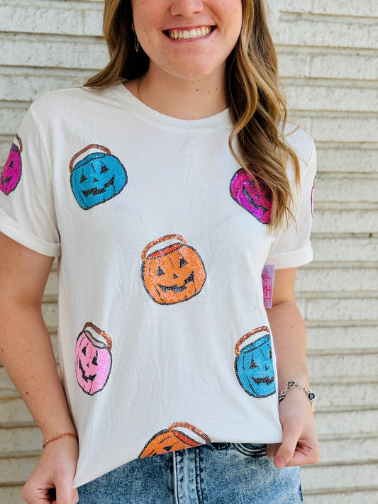 Sequin Jack O' Lantern Tee