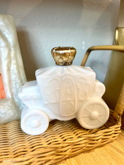 Vintage 1960s Avon Royal Coach Collectible Milk Glass Scent Bottle Decanter