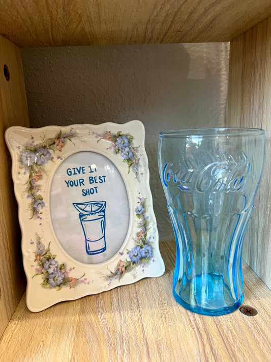 Blue Glass CocaCola Cup