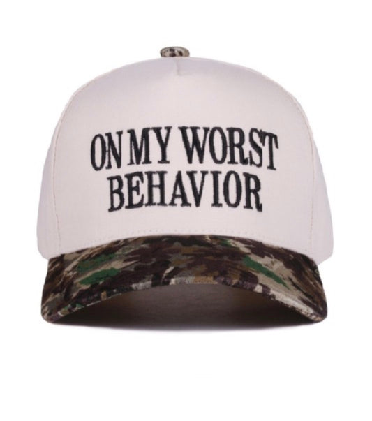 On My Worst Behavior Camo Cap
