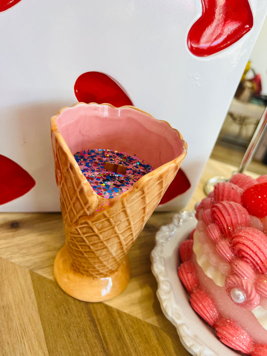 Ice Cream Cone 6oz Happy Birthday Candle