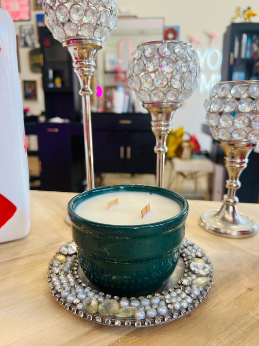 Forest Green Speckled Desert Blooms 12oz Candle