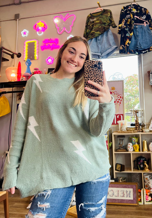 Lightning Pattern Soft Sweater Knit Top