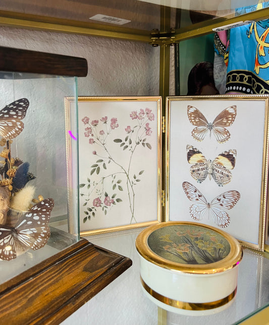 Vintage Double Gold Butterfly/Flower Frame