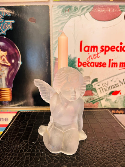 Glass Baby Cherub Candle Holder