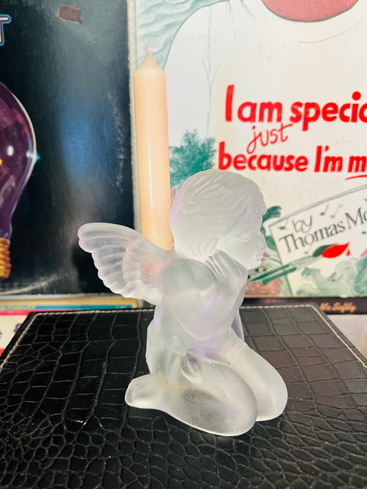 Glass Baby Cherub Candle Holder