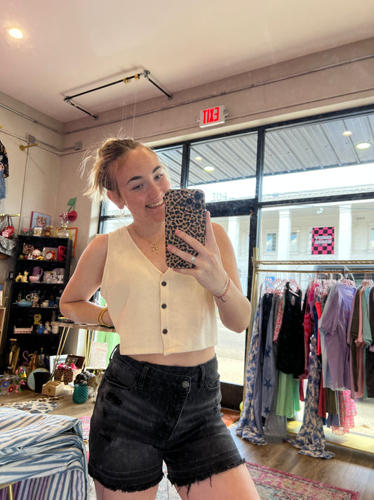 Vervet Black Denim Shorts L