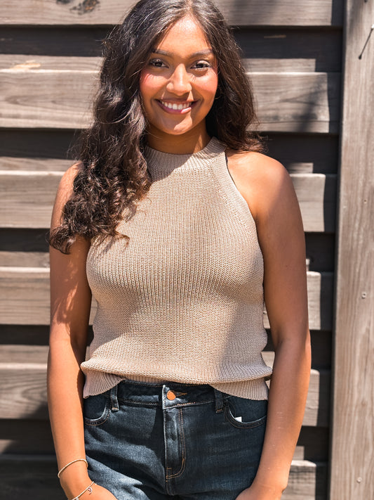 HALTER NECK CROCHET TANK