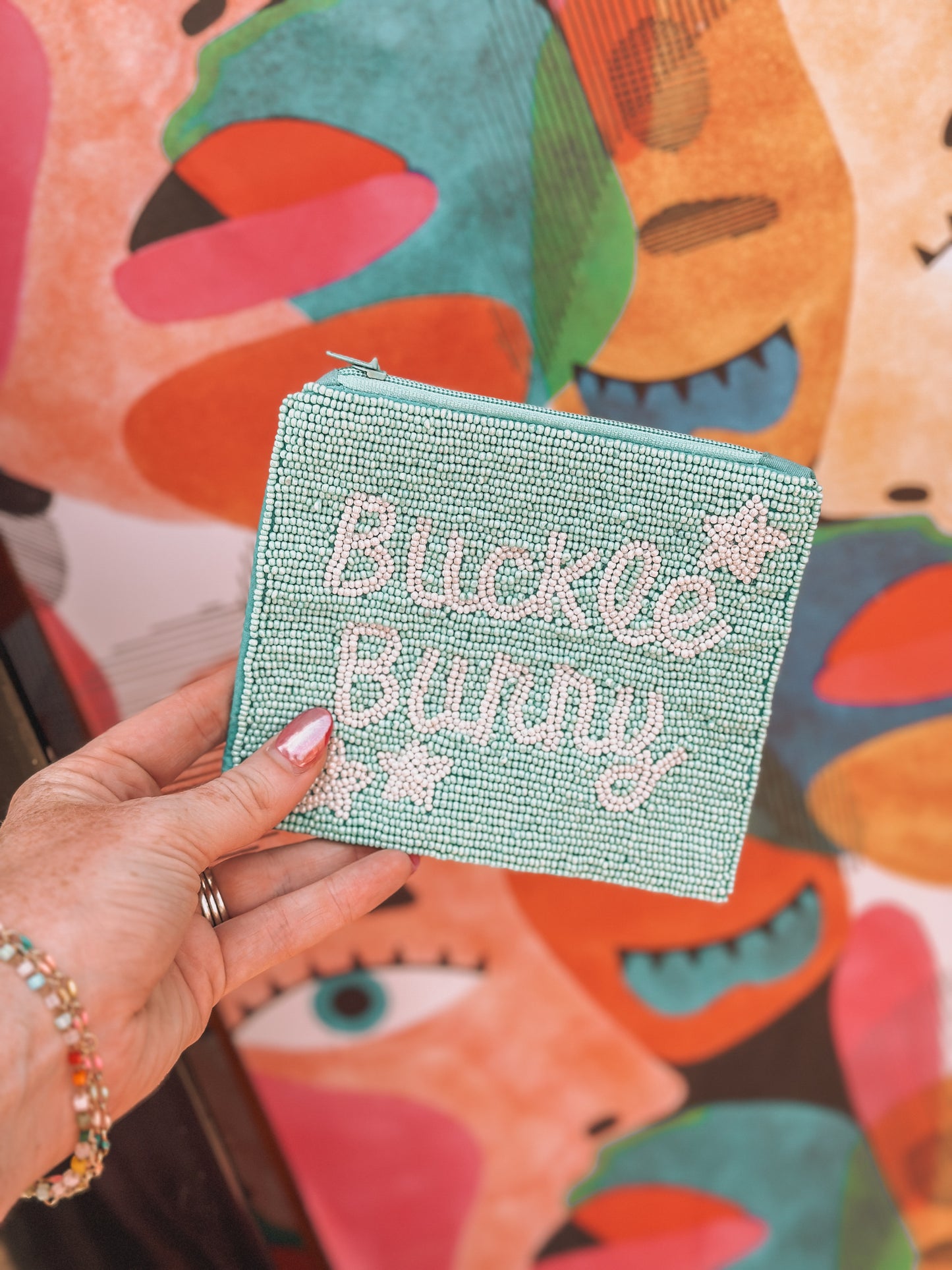 BUCKLE BUNNY BEADED POUCH