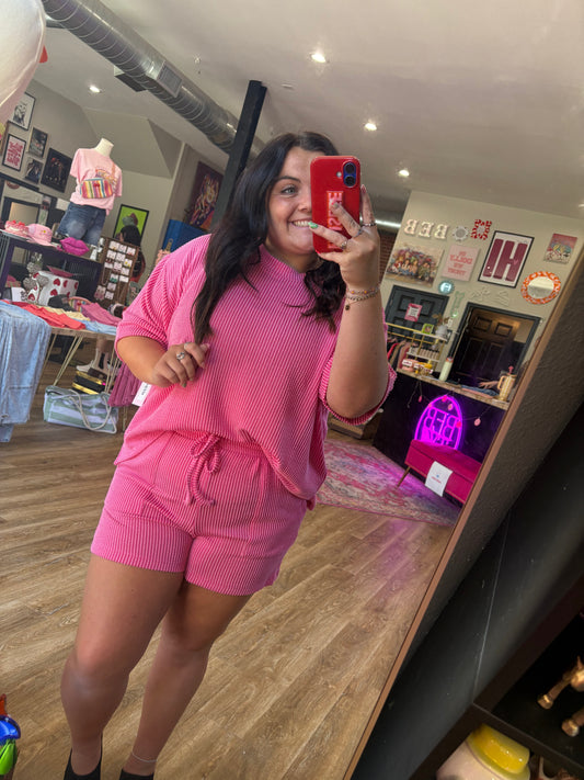 WEAR EVERYWHERE RIBBED SET - PINK
